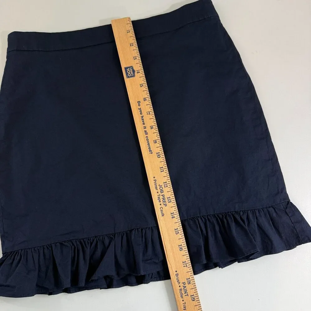 J.Crew Womens Size 4 Navy Blue Ruffle Hem Mini Skirt Cotton Stretch J0907